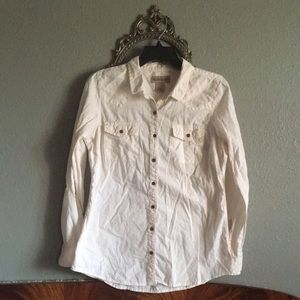 Off white button up long sleeve top